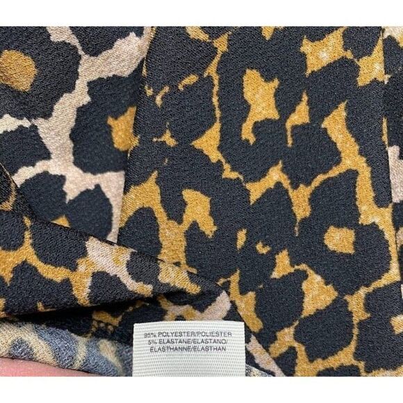 RACHEL ROY Brown Black Leopard Print Split Dolman Sleeve Stretch Top Sz Small - Picture 6 of 9